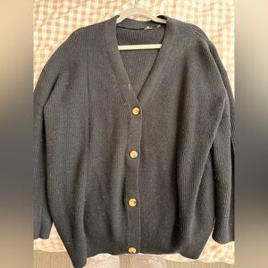 Black Cardigan with Wooden Buttons